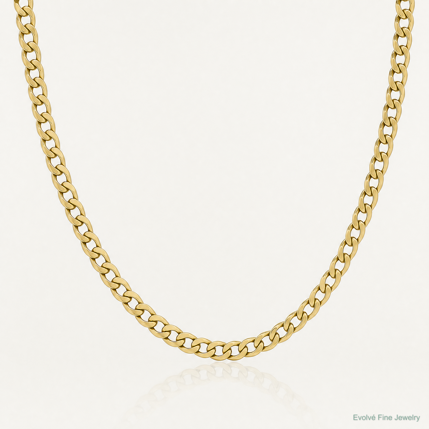 10k 4.3mm Semi-Solid Curb Link Chain - Lifestyle View