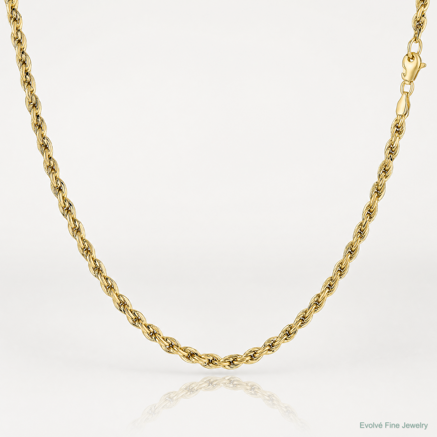 10k 3mm Semi-Solid Rope Chain - Lifestyle View