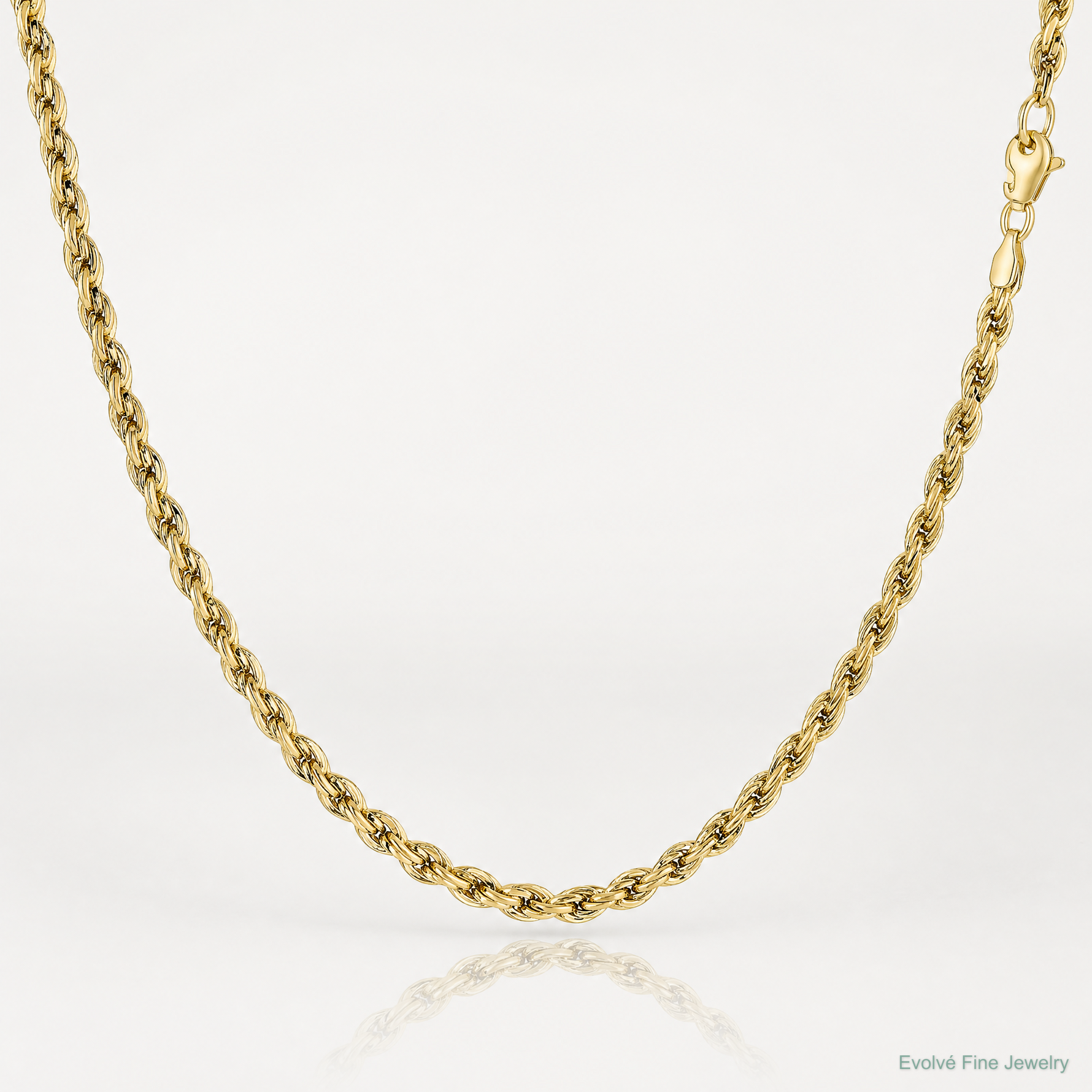 10k 3mm Semi-Solid Rope Chain - Lifestyle View