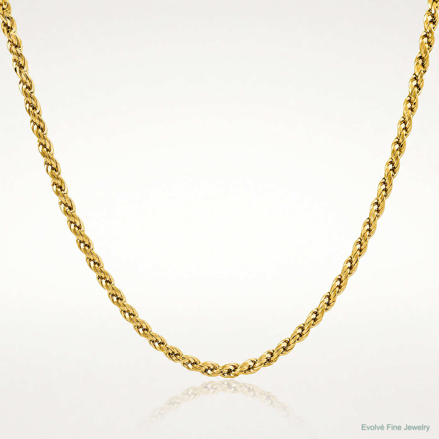 10k 4.25mm Semi-Solid Rope Chain - Lifestyle View