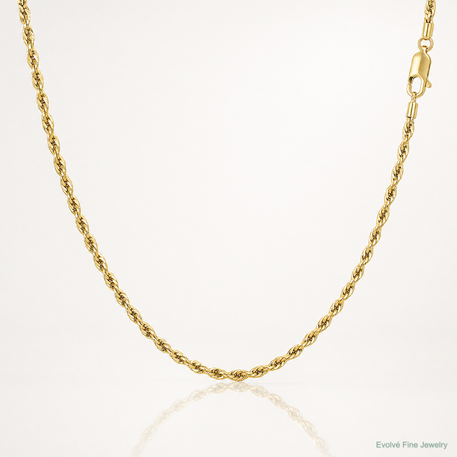 10k 3.5mm Semi-Solid Rope Chain - Lifestyle View