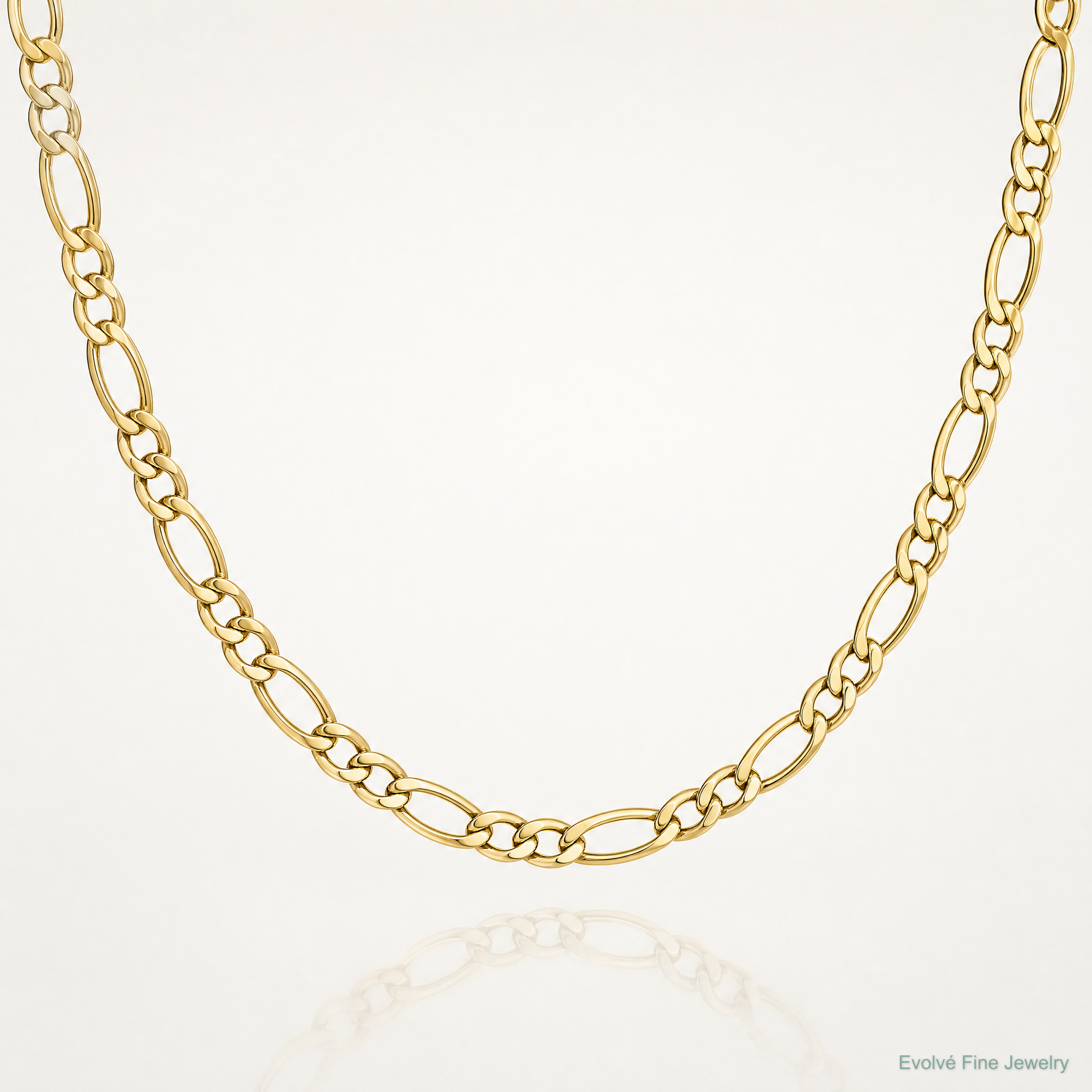 10k 7.3mm Semi-Solid Figaro Chain - Lifestyle View