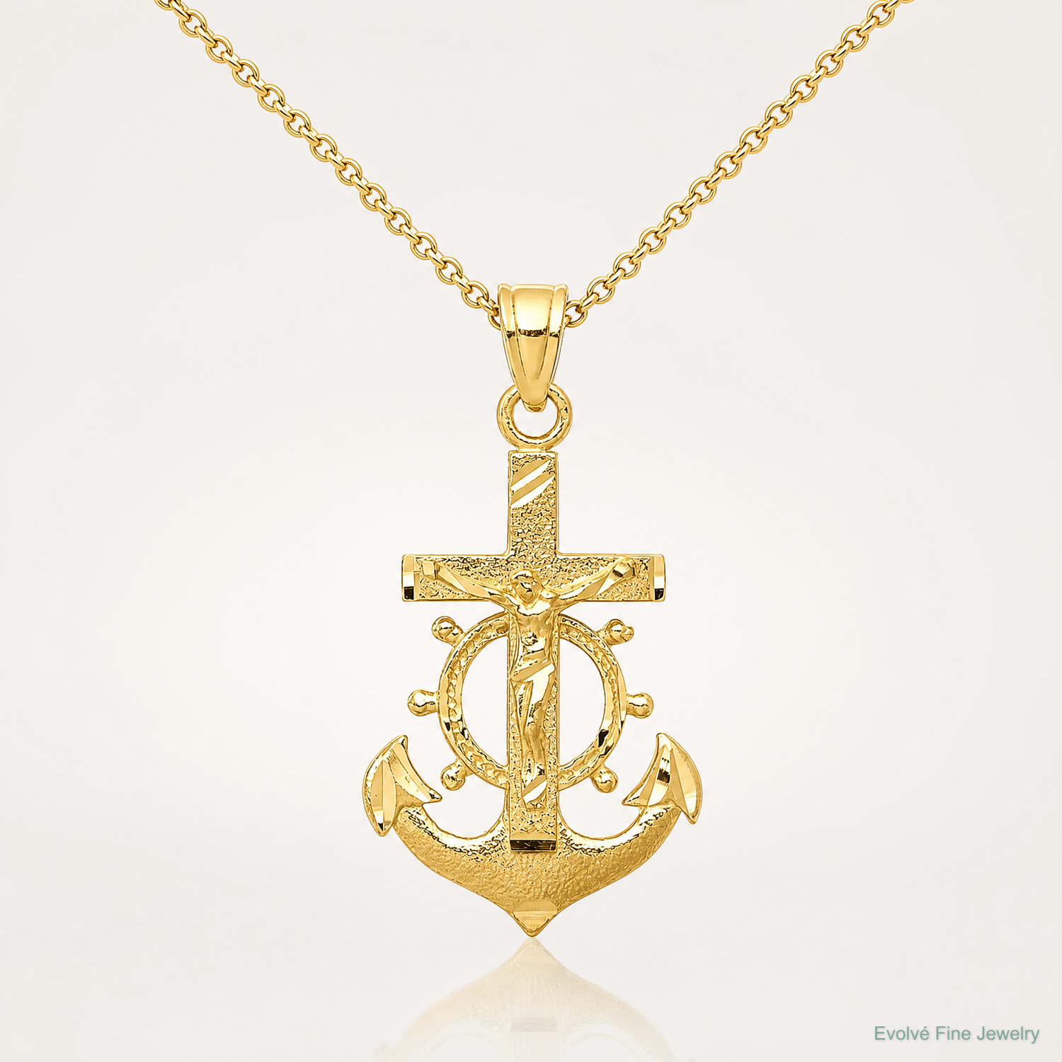 10k Mariner Crucifix Pendant - Lifestyle View