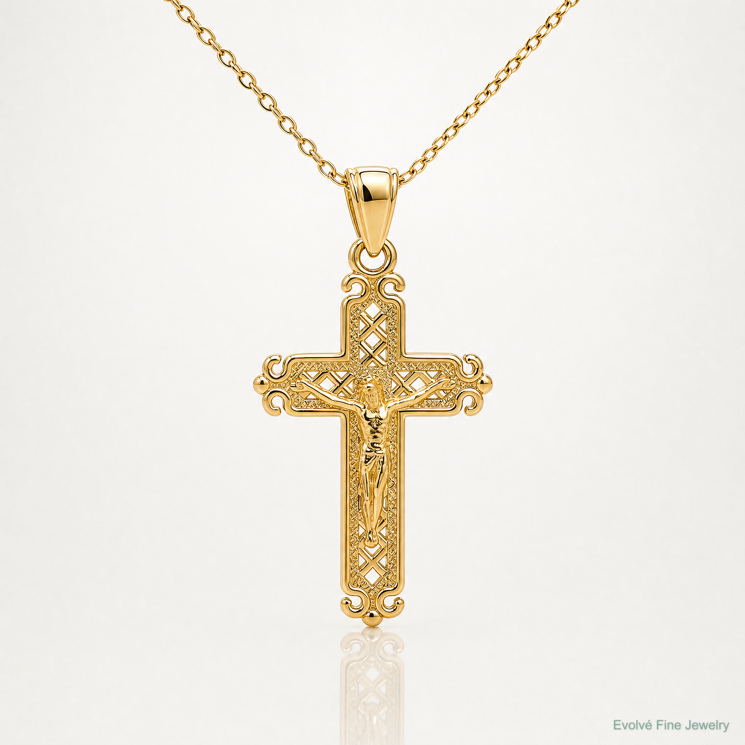 10k Crucifix Pendant - Lifestyle View