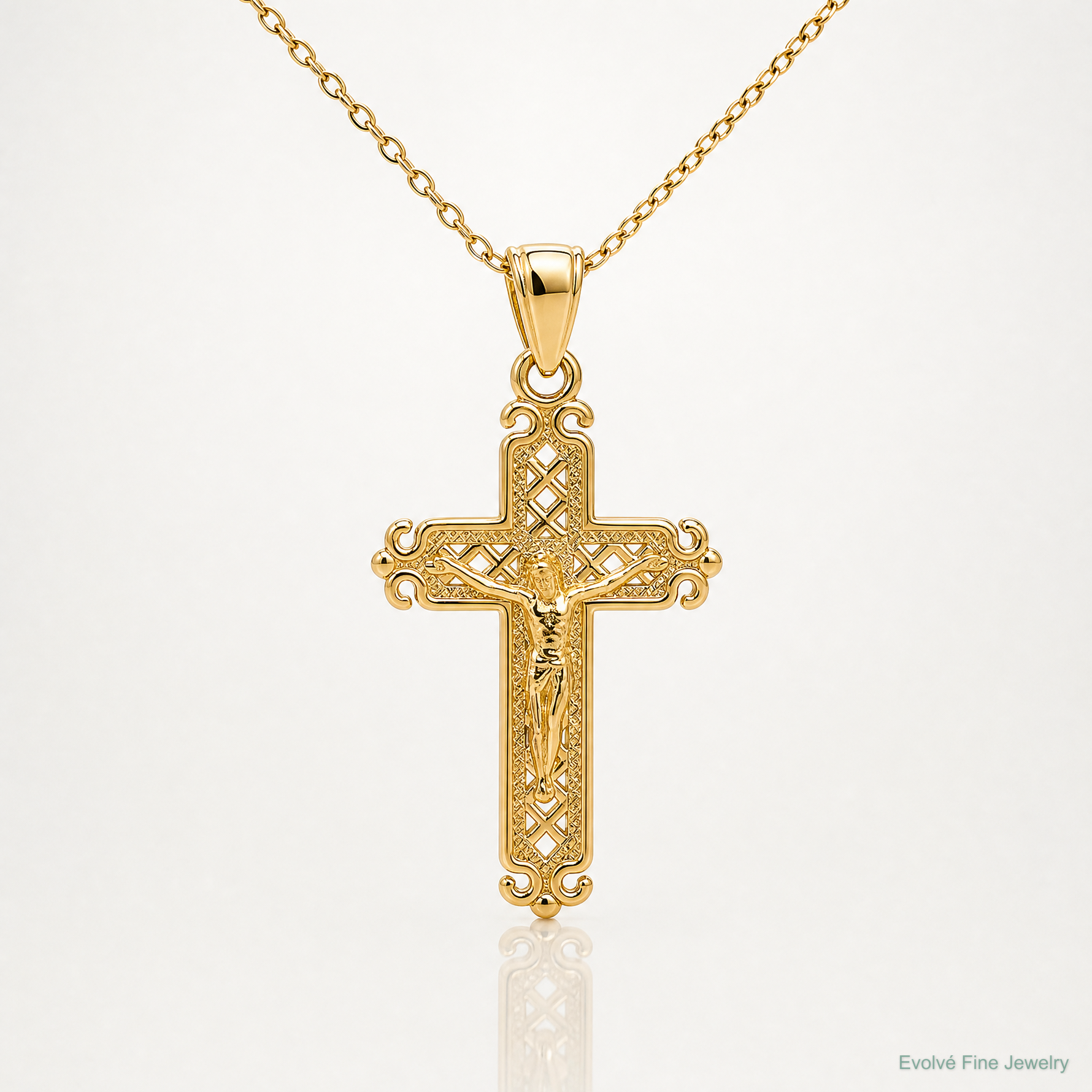 10k Crucifix Pendant - Lifestyle View
