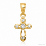 10k Small CZ Cross Pendant - Lifestyle View