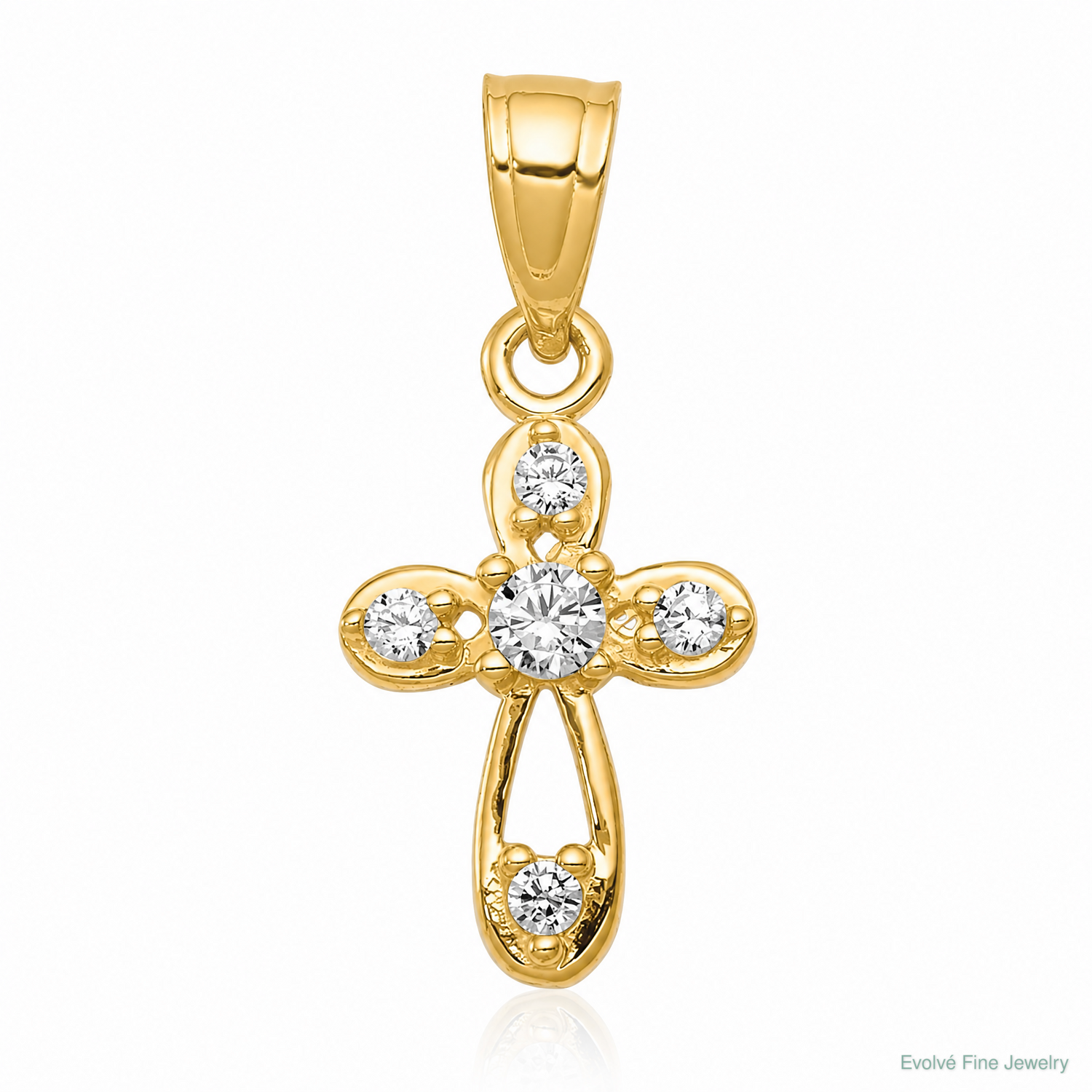 10k Small CZ Cross Pendant - Lifestyle View