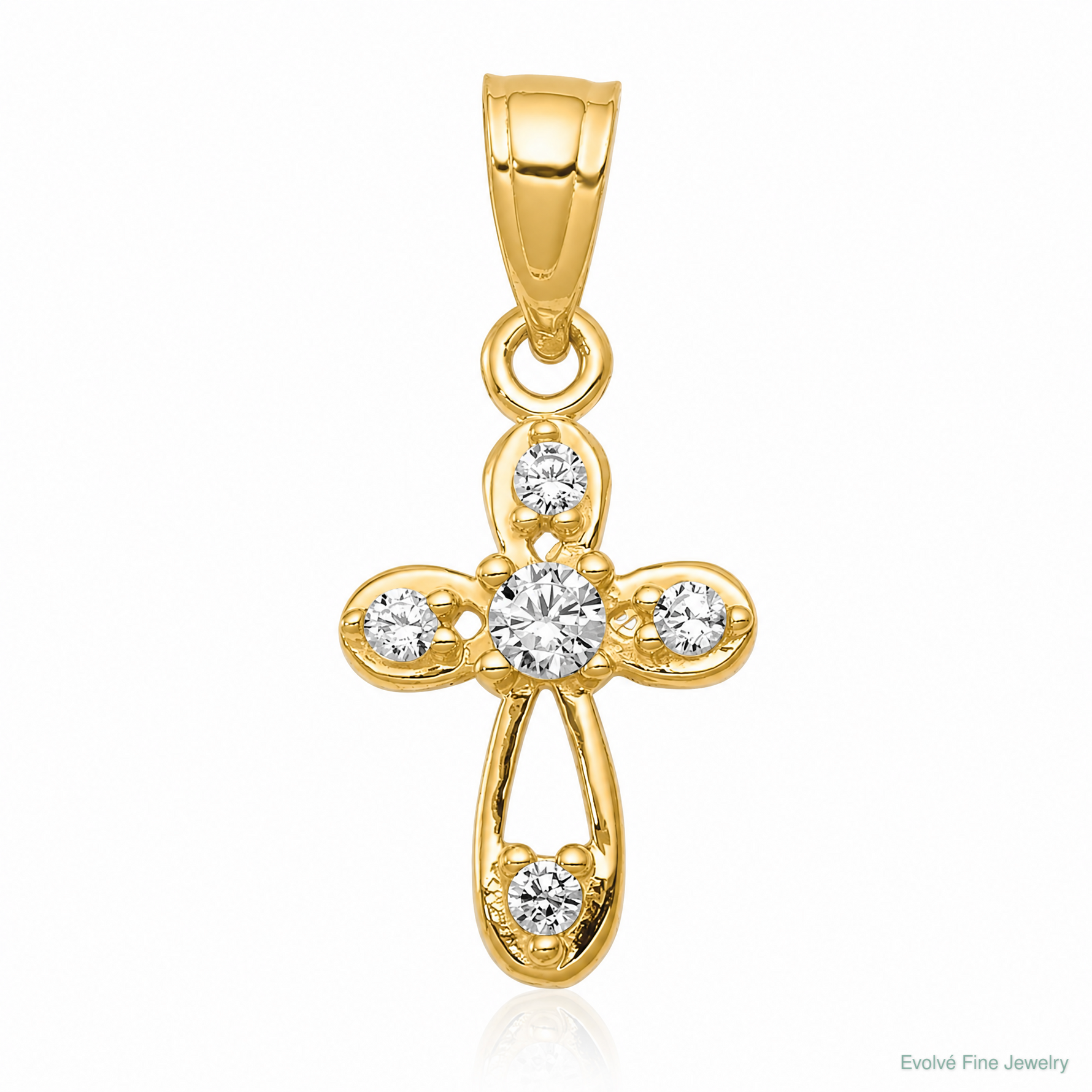 10k Small CZ Cross Pendant - Lifestyle View