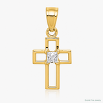10k Small CZ Cross Pendant - Lifestyle View