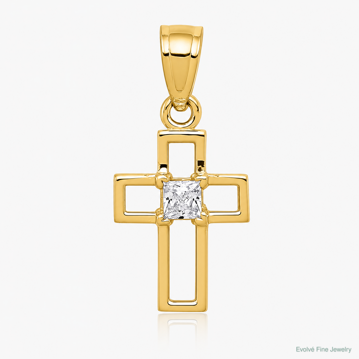 10k Small CZ Cross Pendant - Lifestyle View