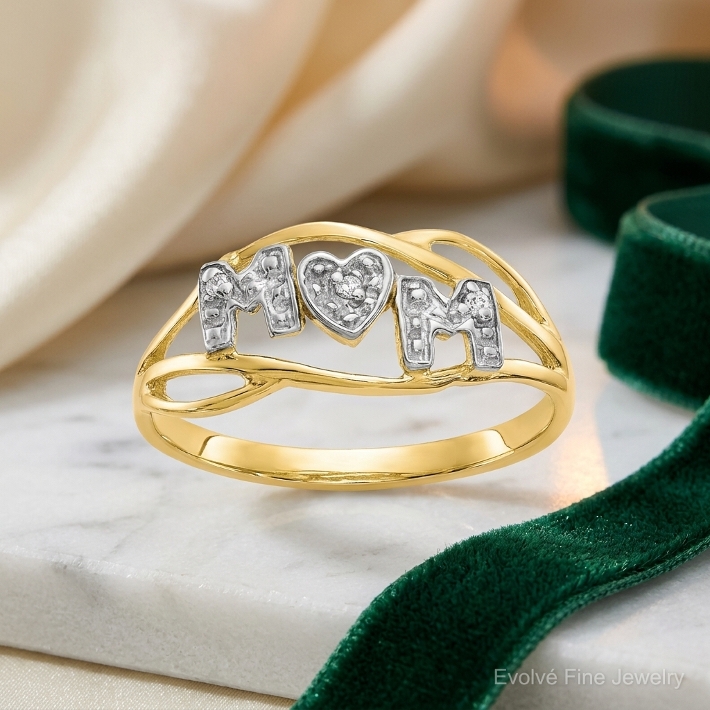 10K w/Rhodium Mom CZ Ring - Lifestyle View