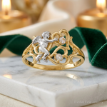 10k & Rhodium CZ Angel w/Hearts Ring - Lifestyle View