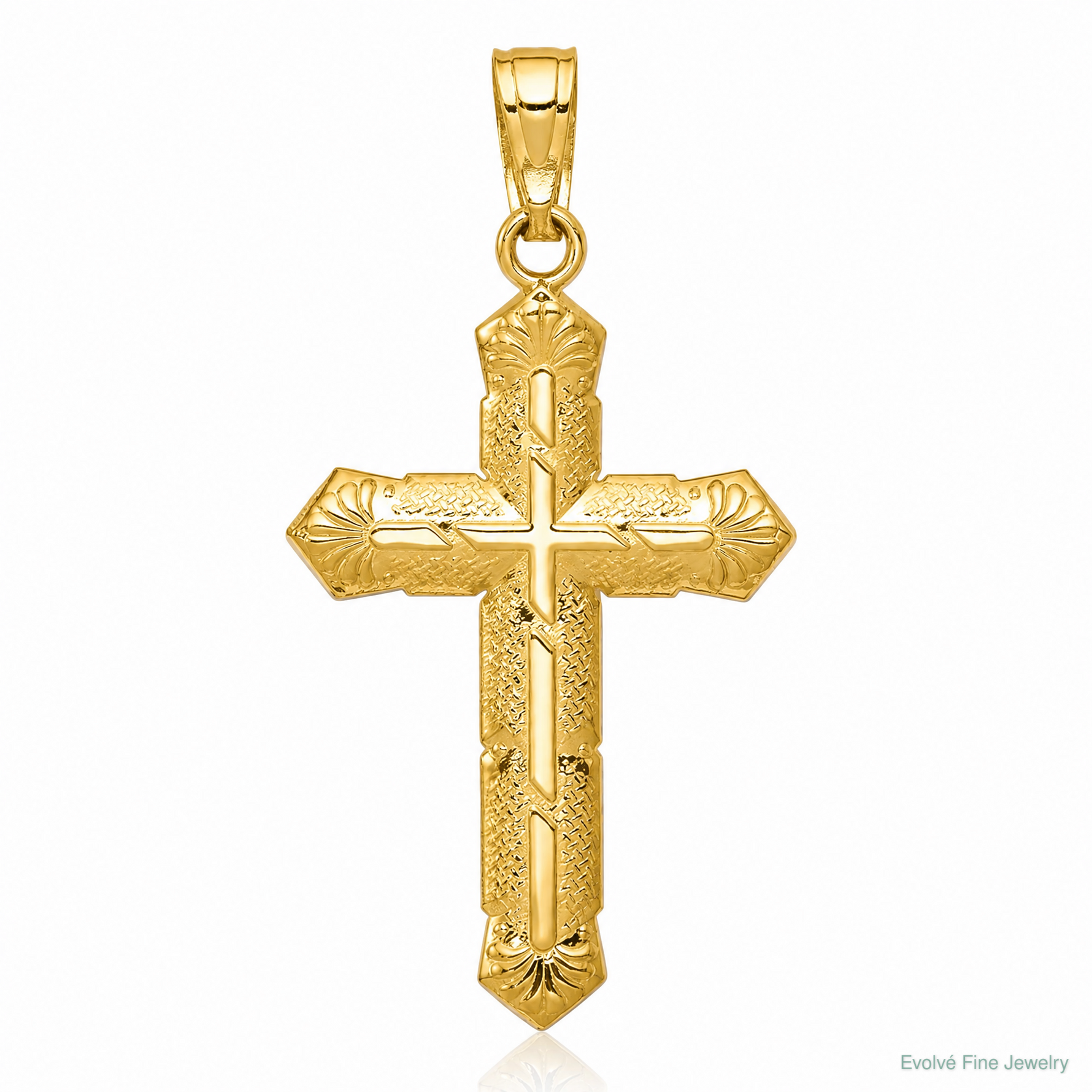 10k Passion Cross Pendant - Lifestyle View