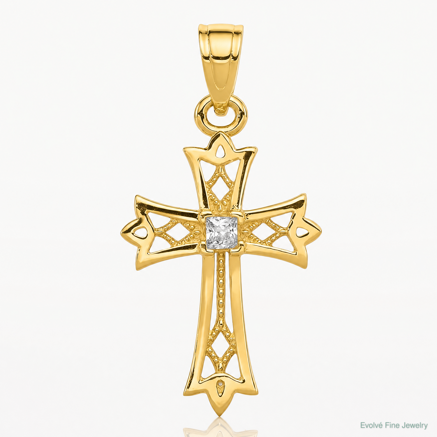 10k CZ Cross Pendant - Lifestyle View