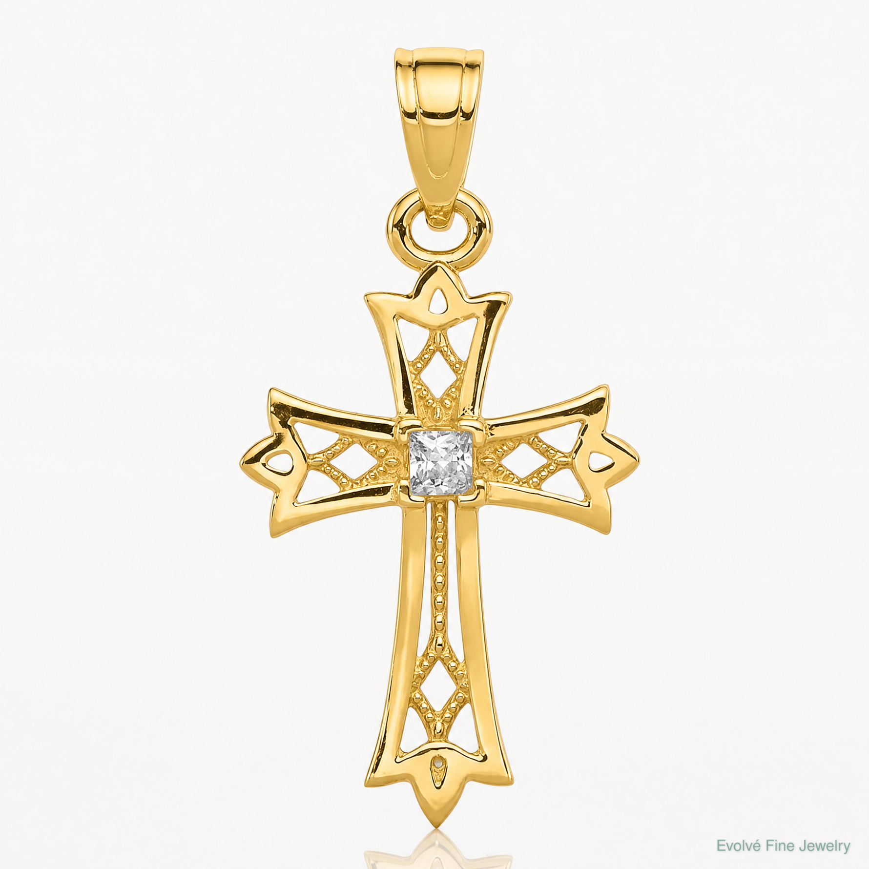 10k CZ Cross Pendant - Lifestyle View