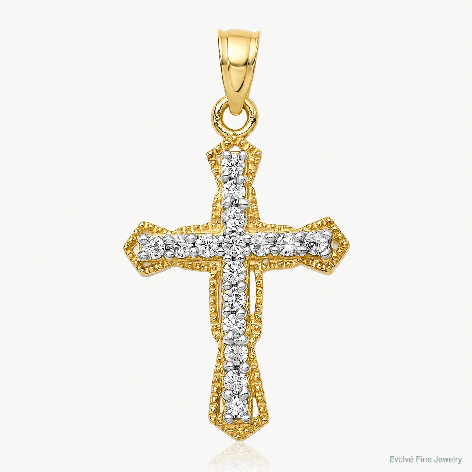 10k CZ Cross Pendant - Lifestyle View