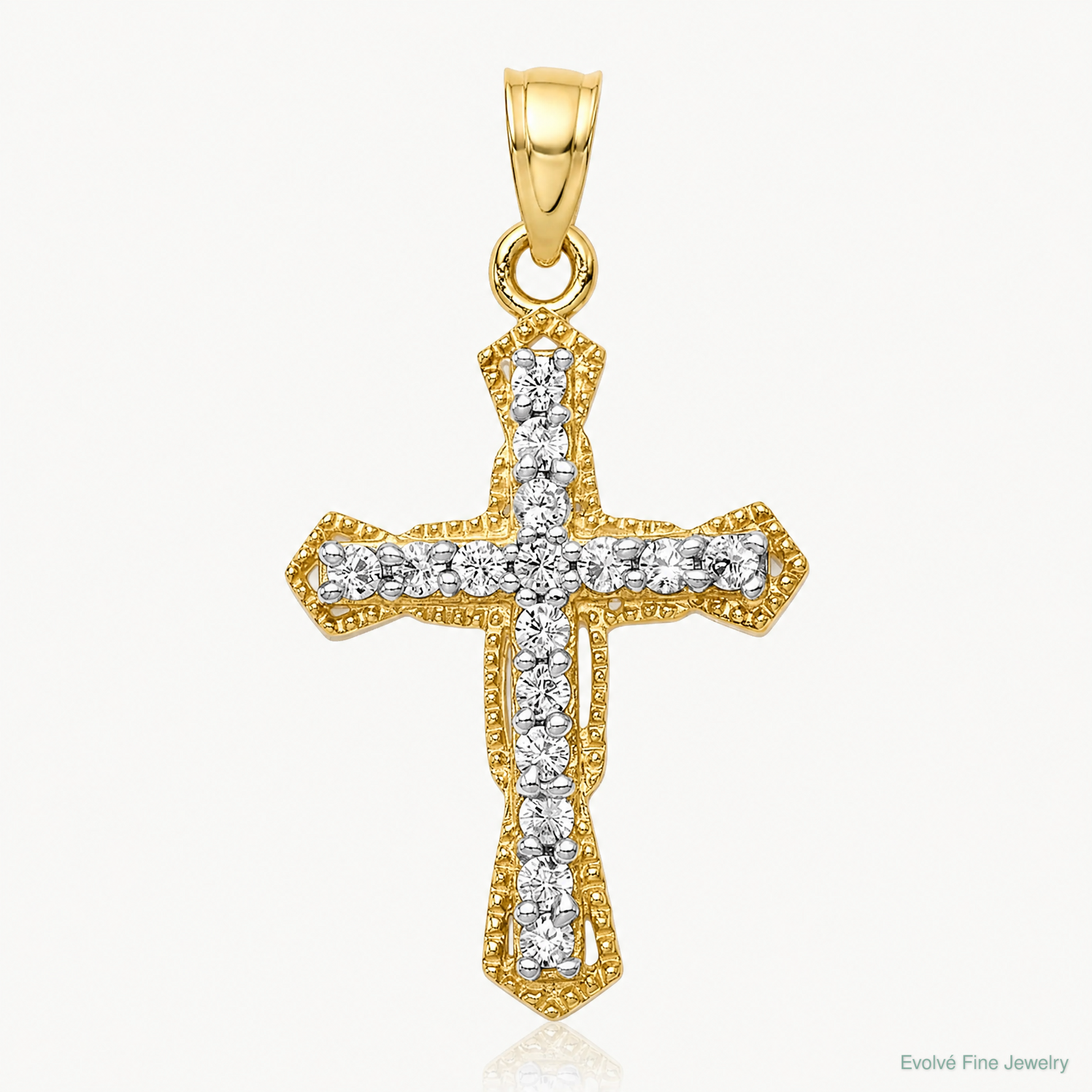 10k CZ Cross Pendant - Lifestyle View