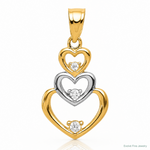 10K w/Rhodium CZ 3-Heart Pendant - Lifestyle View