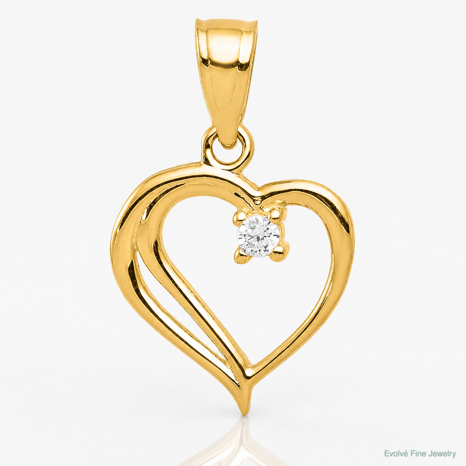 10k CZ Heart Pendant - Lifestyle View