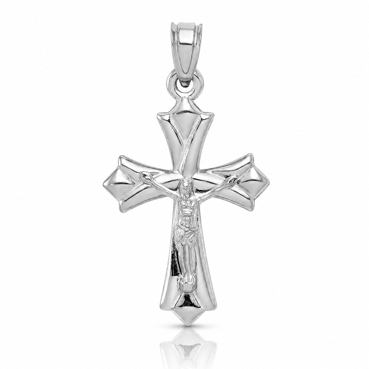 10k White Gold Reversible Crucifix /Cross Pendant - Lifestyle View