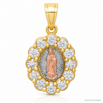 10K Two-Tone w/White Rhodium CZ Guadalupe Pendant - Lifestyle View