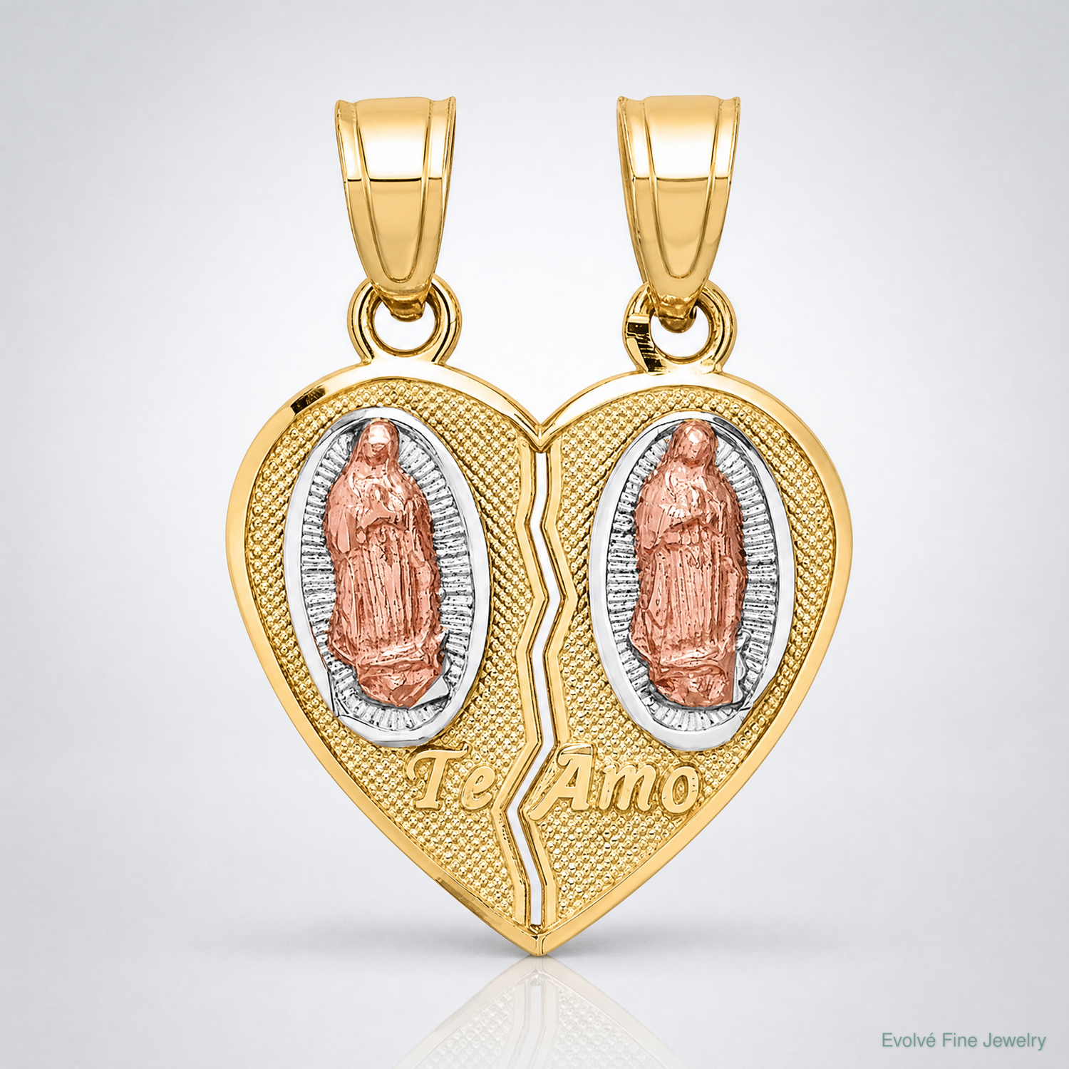 10K Two-Tone w/White Rhodium Break Apart Te Amo Pendant - Lifestyle View