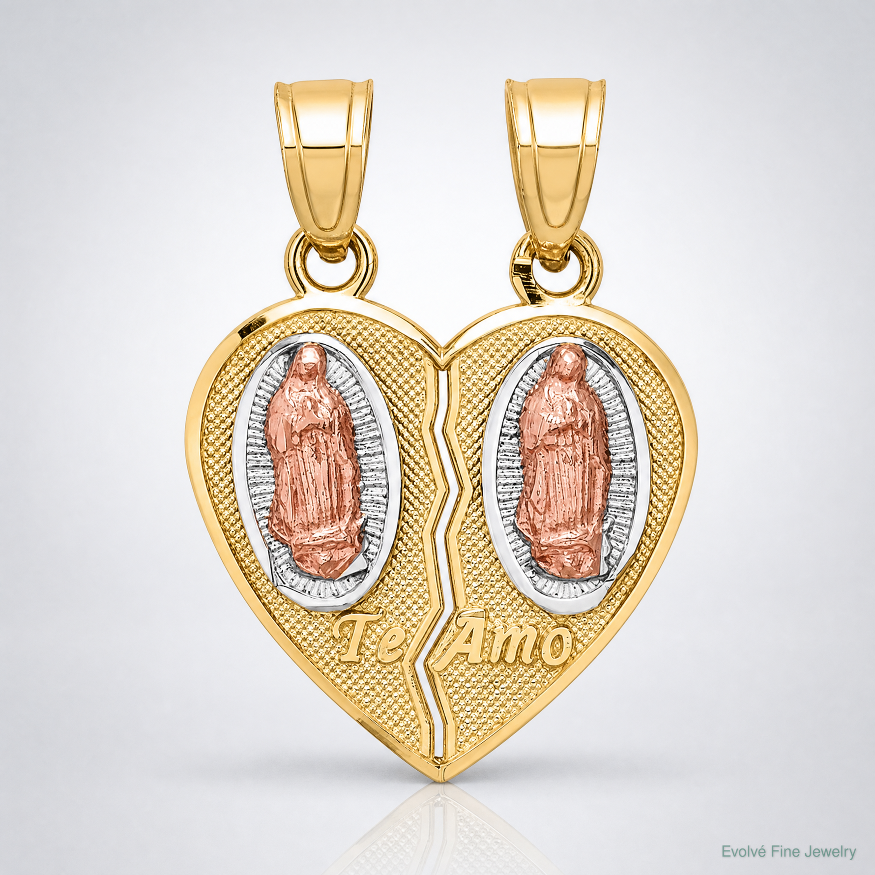 10K Two-Tone w/White Rhodium Break Apart Te Amo Pendant - Lifestyle View