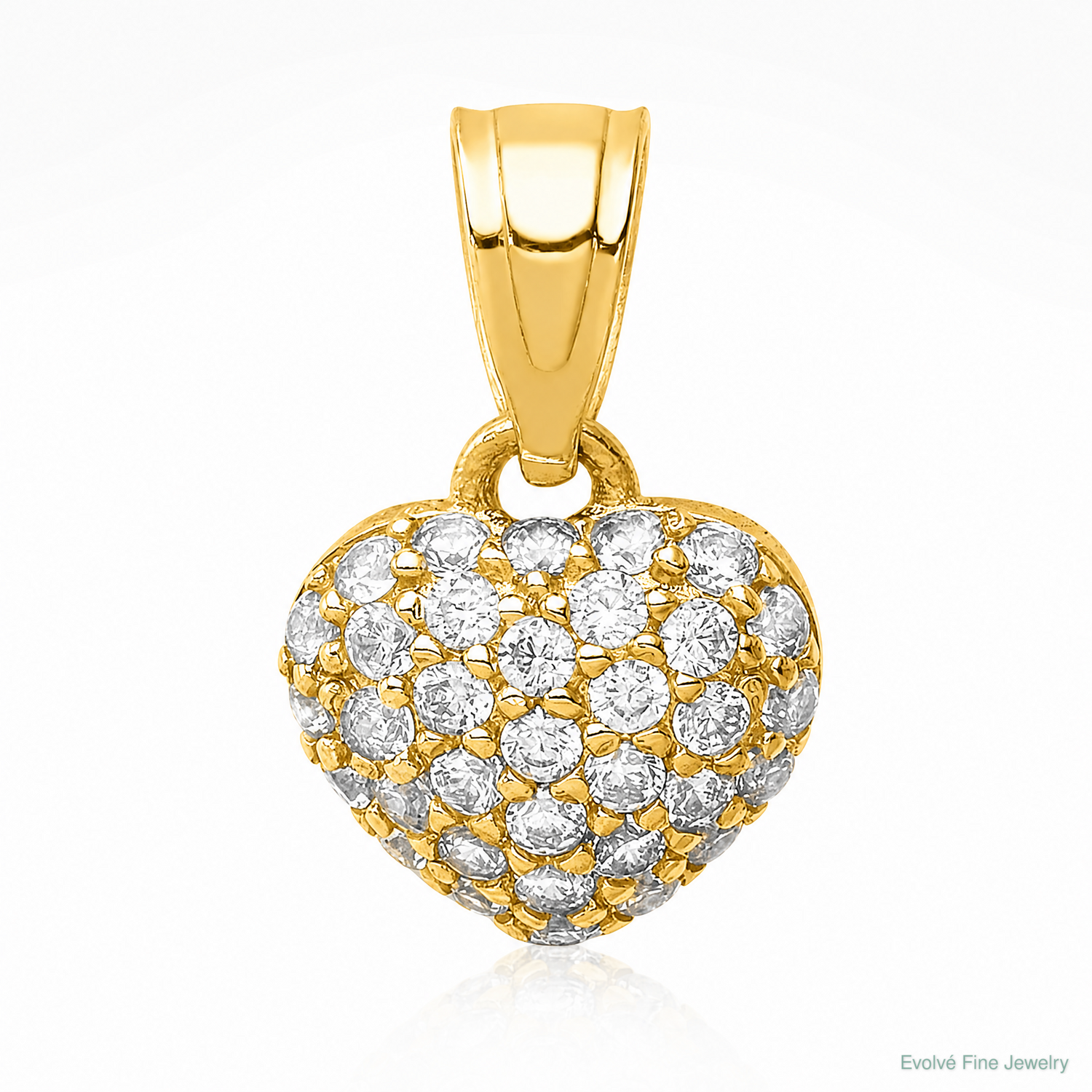 10K CZ Micro Pave Heart Pendant - Lifestyle View