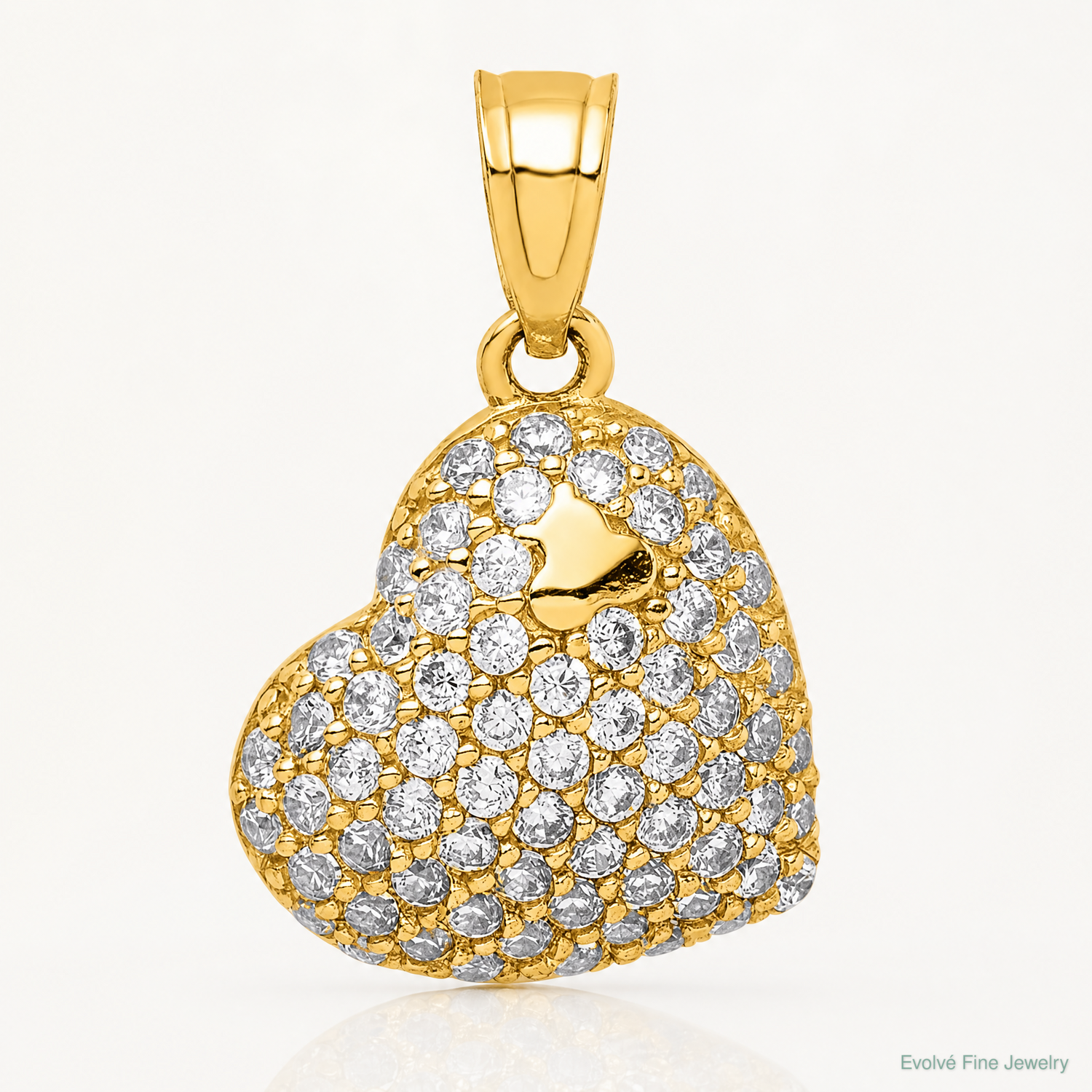 10K CZ Micro Pave Heart Pendant - Lifestyle View