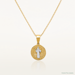 10K W/Rhodium San Benito Medal Pendant - Lifestyle View