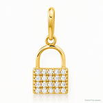 10K Polished CZ Lock Charm - Lifestyle View