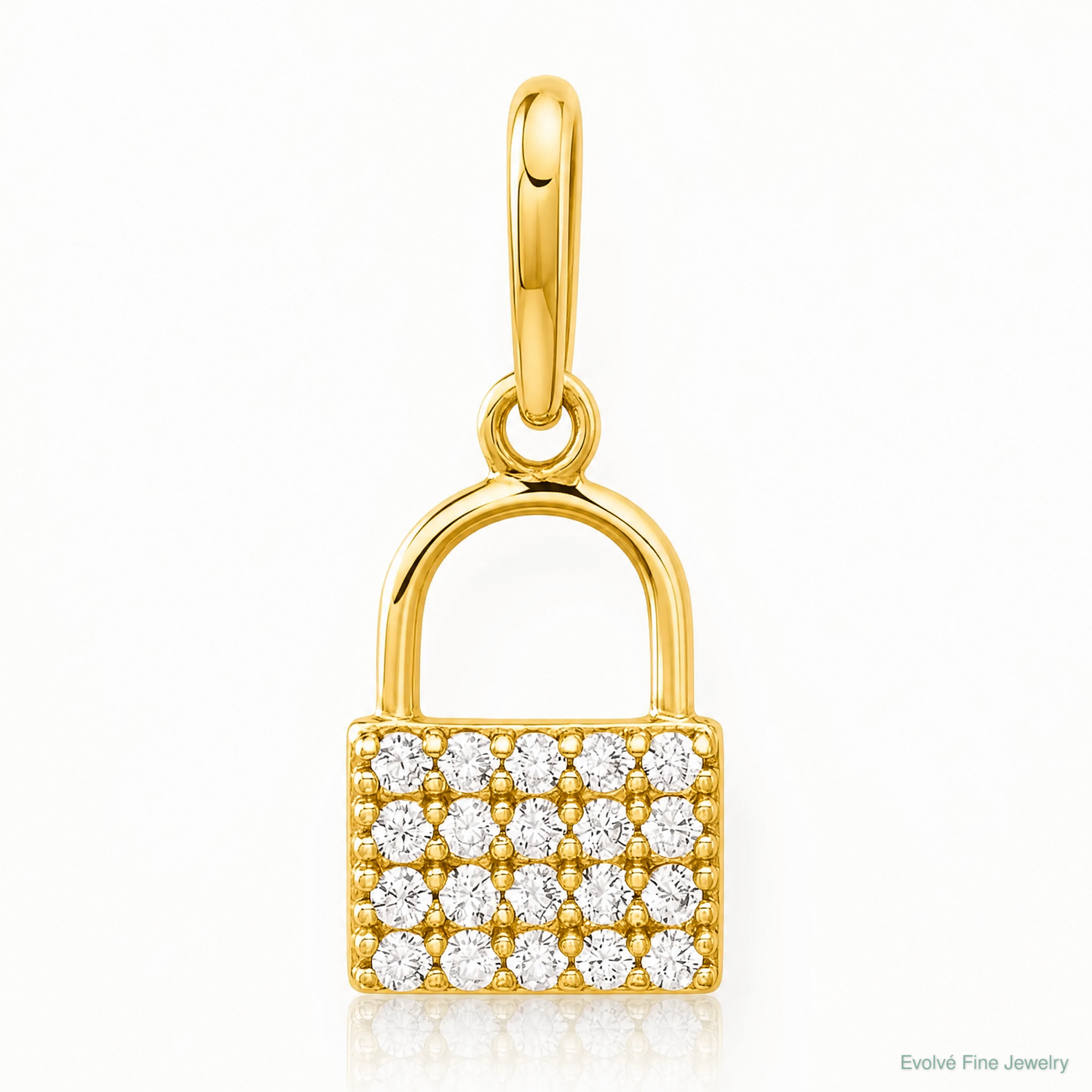 10K Polished CZ Lock Charm - Lifestyle View