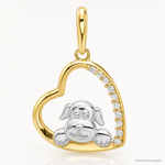 10K and White Rhodium CZ Dog In Heart Charm - Lifestyle View