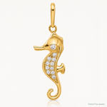 10K Polished CZ Seahorse Charm - Lifestyle View