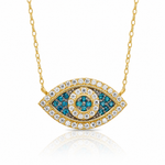 10K Polished CZ Evil Eye w/2 in ext Necklace - Lifestyle View