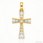 10K Polished CZ Latin Cross Pendant - Lifestyle View