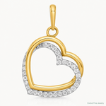 10K Two-tone Polished CZ Hearts Charm - Lifestyle View