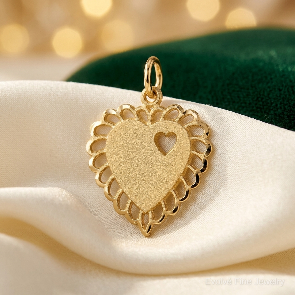 10k Heart Charm - Lifestyle View