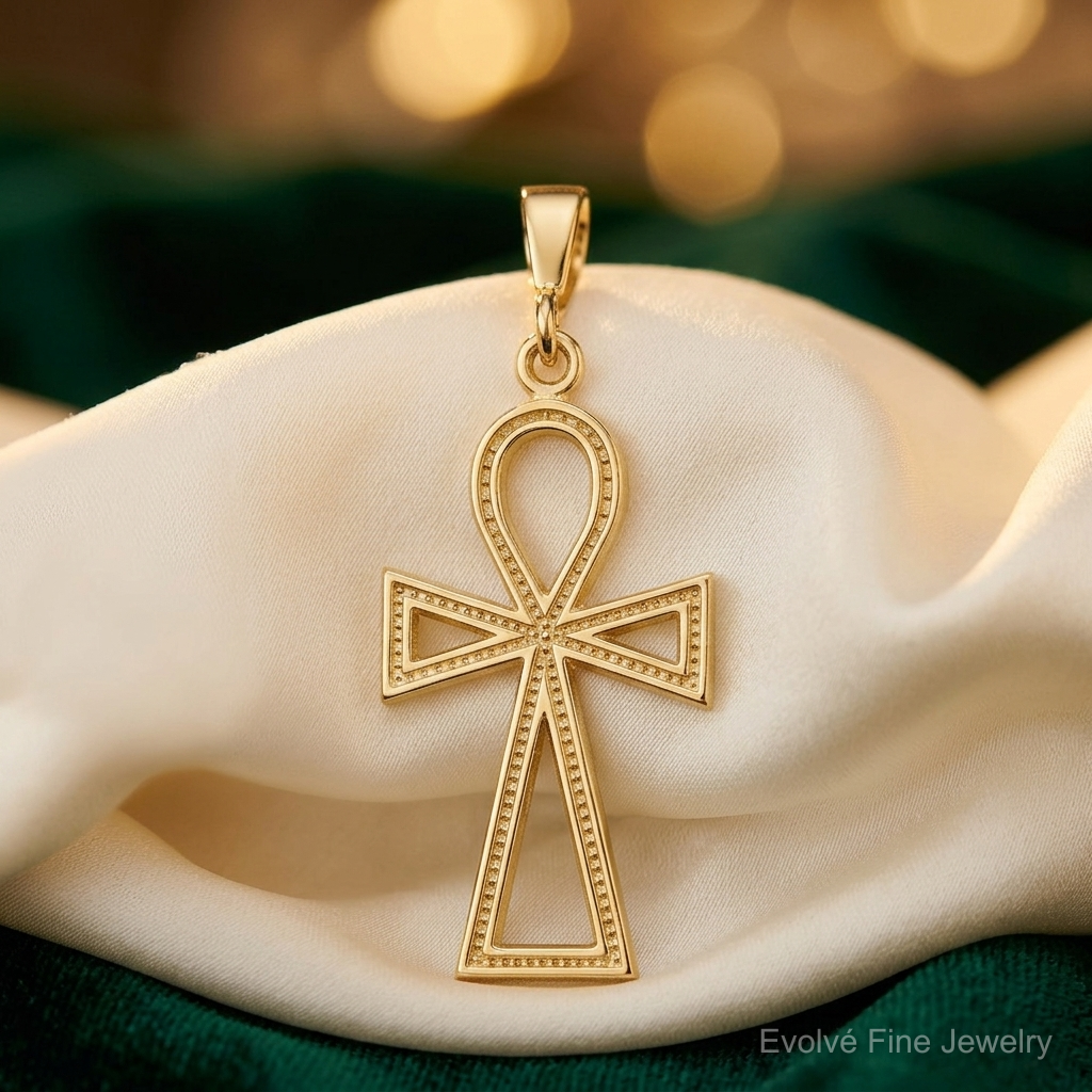 10K Ankh Cross Charm - Lifestyle View