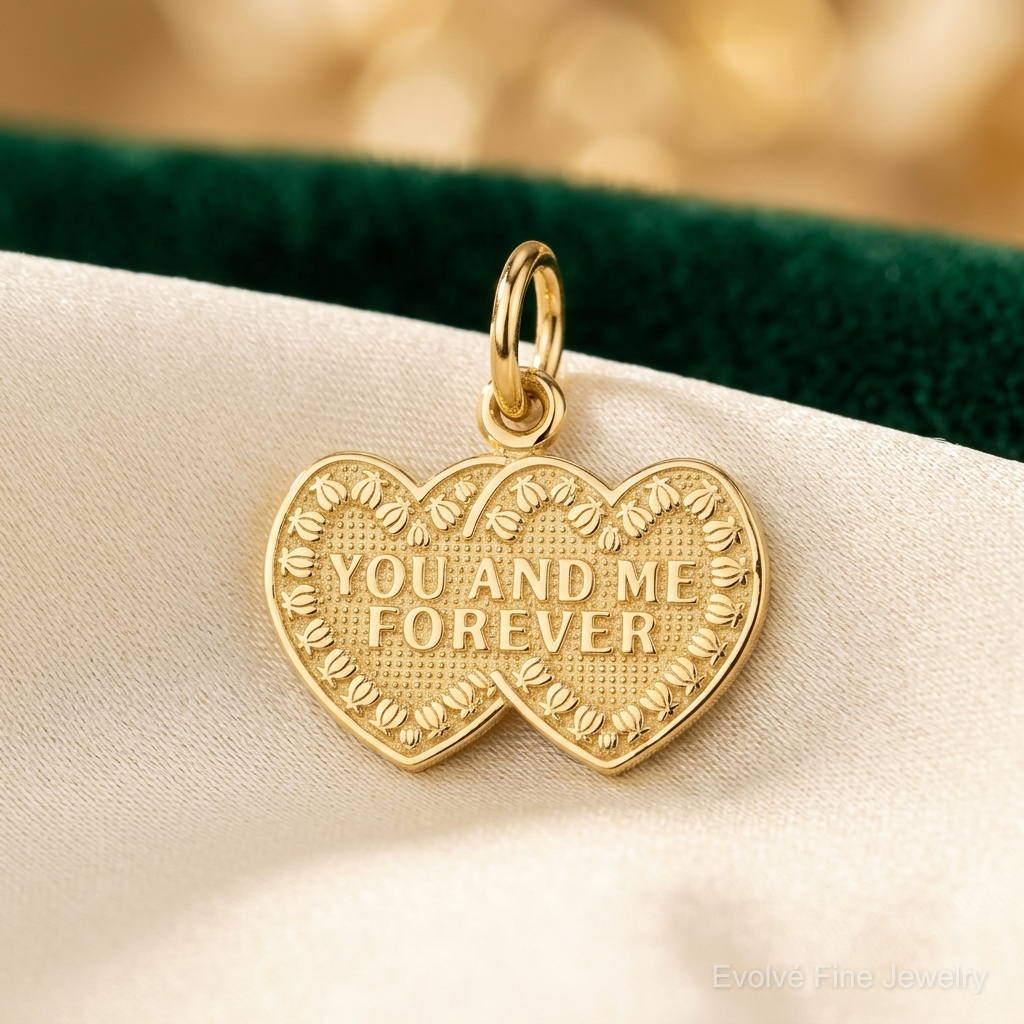 10K You and Me Forever Heart Charm - Lifestyle View
