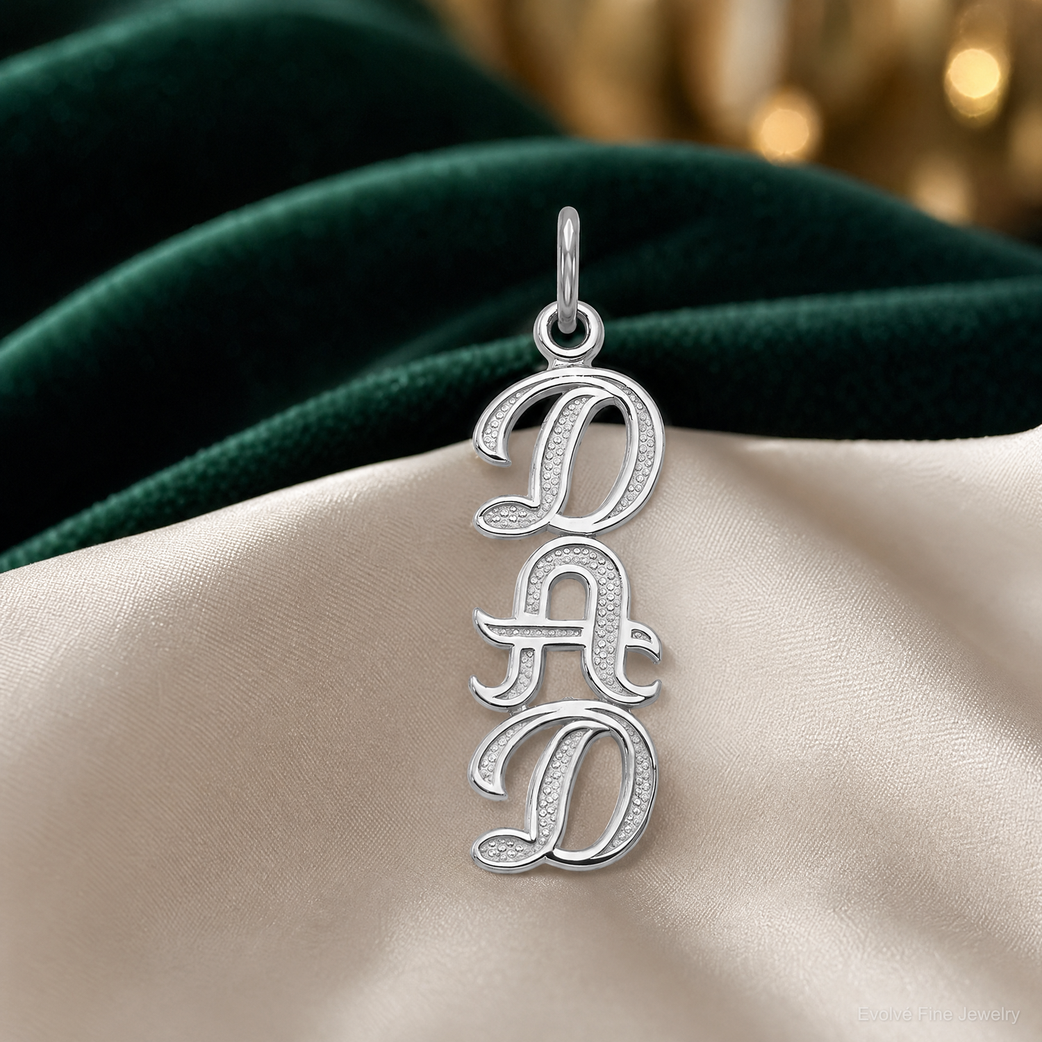 10K White Gold DAD Charm - Lifestyle View