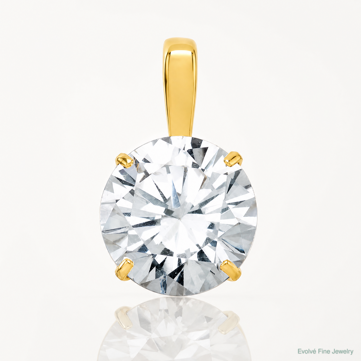 10k Polished 8mm CZ Round Solitaire Pendant - Lifestyle View