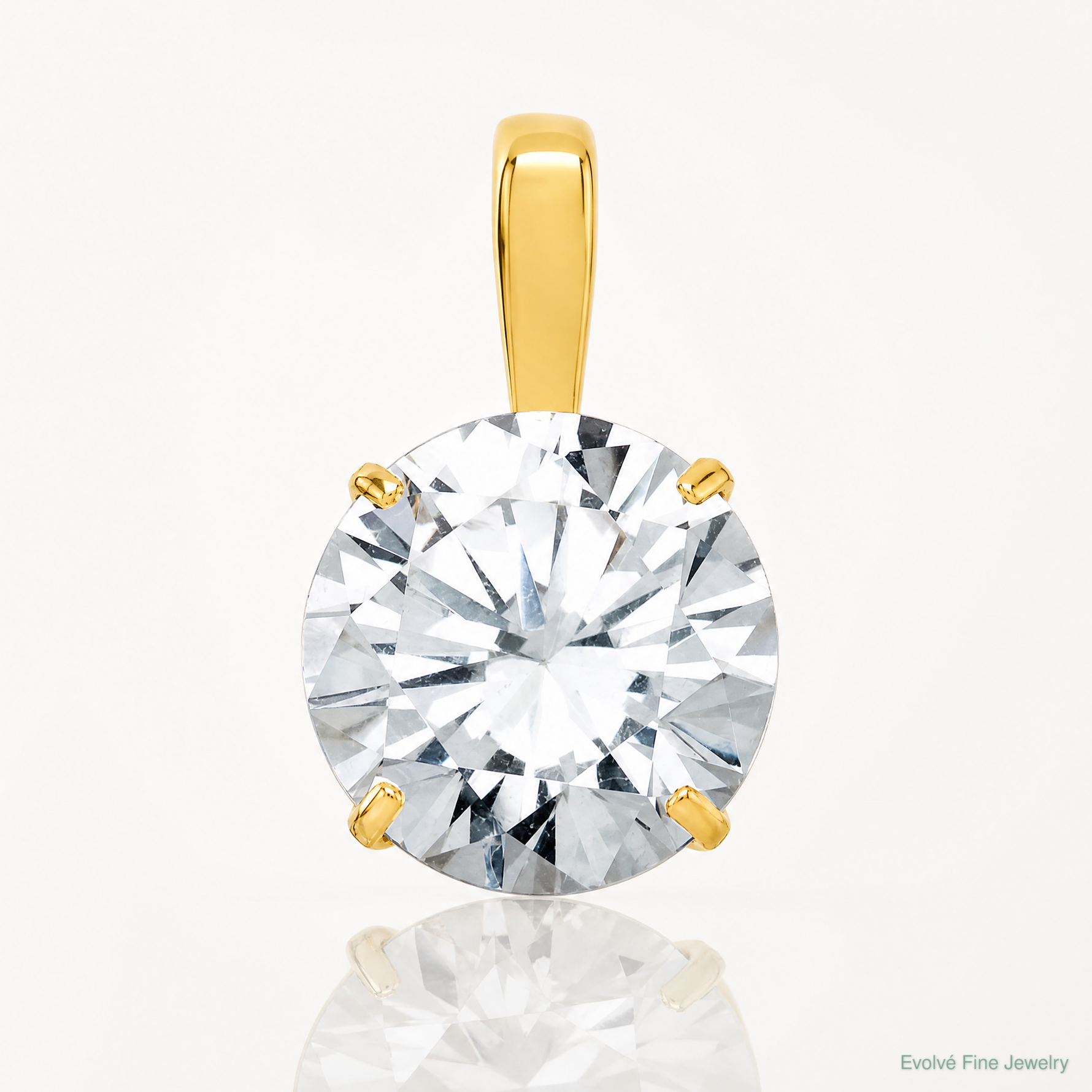 10k Polished 8mm CZ Round Solitaire Pendant - Lifestyle View