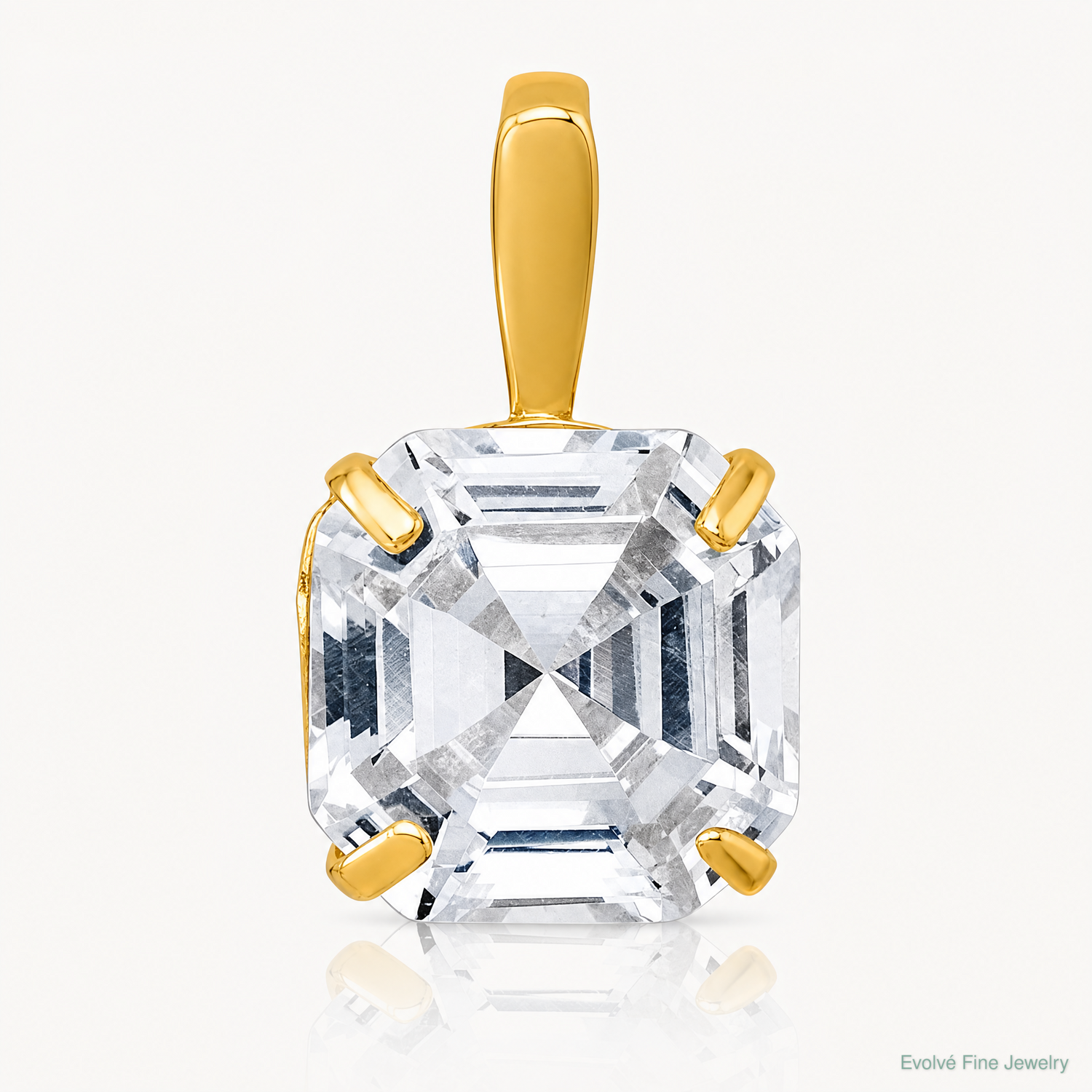10k Polished 8mm CZ Modified Square Cut Pendant - Lifestyle View