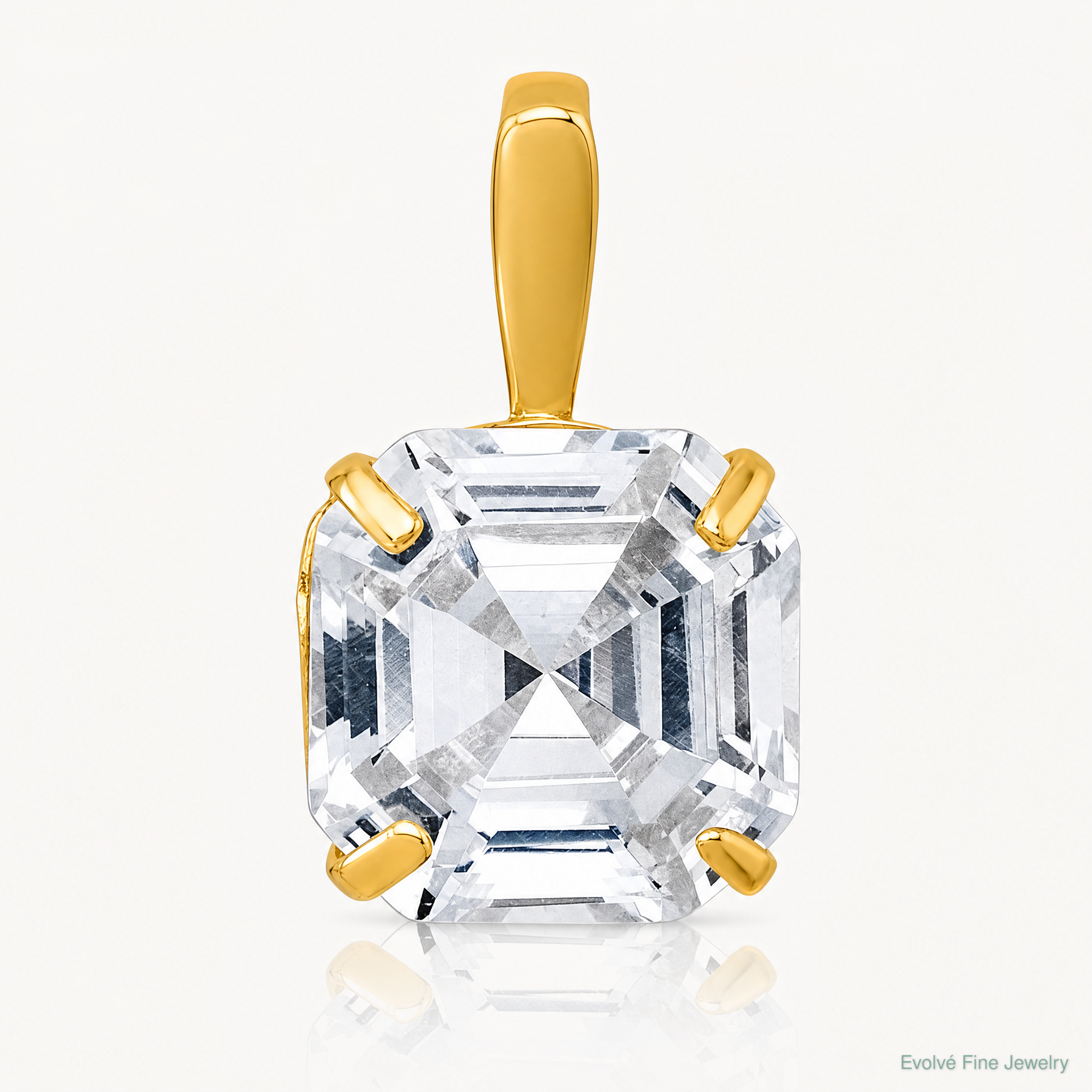 10k Polished 8mm CZ Modified Square Cut Pendant - Lifestyle View