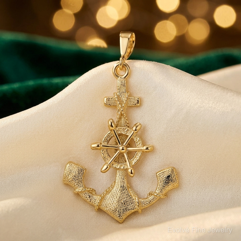 10k Anchor Charm - Lifestyle View