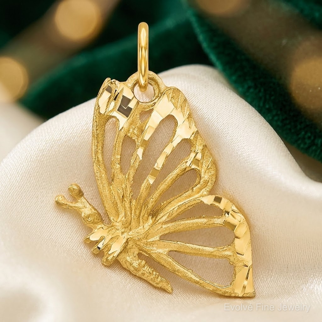 10k Butterfly Charm - Lifestyle View