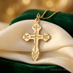 10K Eastern Orthodox Cross Charm - Lifestyle View