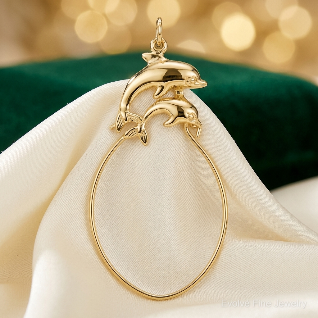 10k Double Dolphin Charm Holder - Lifestyle View