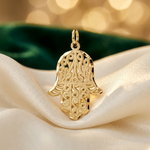 10k Filigree Chamseh Charm - Lifestyle View